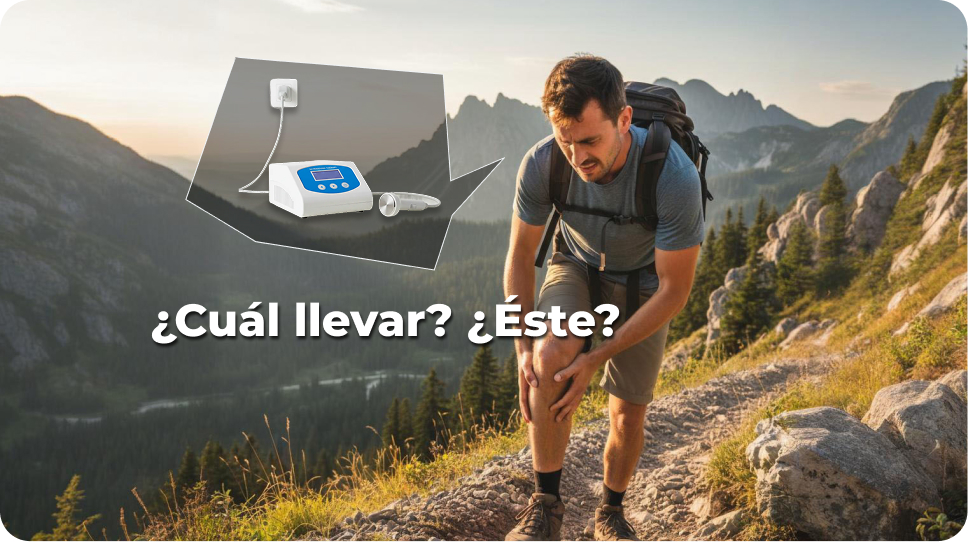 Equipo tradicional durante el senderismo